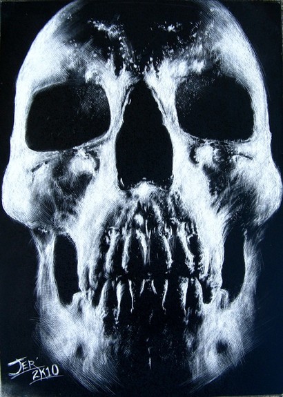 Jeremiah McCabe - Scratchboard Skull